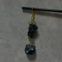 ꫛᥱꪝ *【2783】 黒猫　紫　肉球　チャーム　パーツ　ハンドメイド