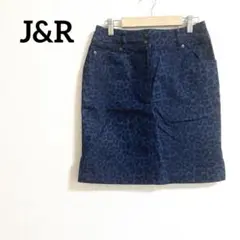 ジェイアンドアール タイトスカート デニム ミニ丈 M ヒョウ柄 総柄 個性的