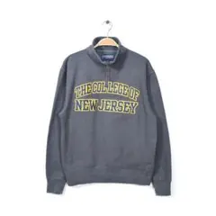 ジャンスポーツ ニュージャージー大学 ハーフジップ スウェット グレー S 古着