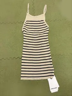 リブ編みストライプタンクトップ