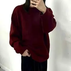 【新品】nairo ダイヤ柄オーバーサイズ ニット セーター レッド 赤 F