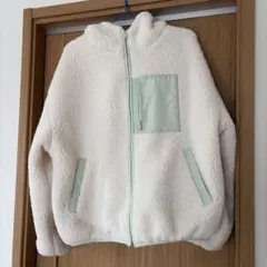フリースジャケット フード付き ホワイト