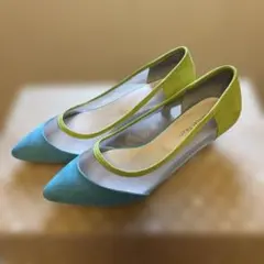 ORiental TRaffic 青緑スエード風ポインテッドトゥパンプス23cm