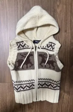 COMME CA ISM フード付きニットベスト　90センチ　子供服