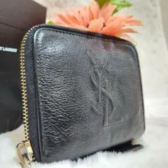 サンローラン　二つ折り　カサンドラ　レザー　ブラック　コインケース　小銭入れ