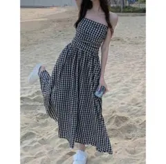 SHEIN ギンガムチェック チューブトップ ワンピース Mサイズ