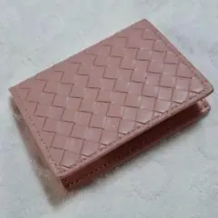 カードケース　免許証入れ　名刺入れ　マイナンバーカード入れ　ピンク　編み込み風