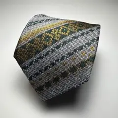 幾何学模様 ニットネクタイ グレー/緑
