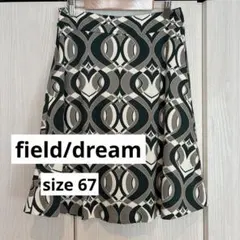 field/dream オンワード樫山 幾何学柄 膝丈フレアスカート グリーンのサムネイル
