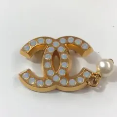 美品！CHANEL ココマーク ラインストーン フェイクパール ブローチ