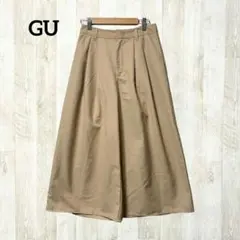 GU 寬褲 闊腿褲 M 米色 鬆緊褲頭 褶襇 氣質