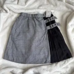 グレー系チェック プリーツスカート S