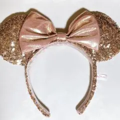 ディズニー ミニーマウス スパンコールカチューシャ ピンクゴールド