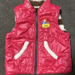 MIKIHOUSE赤い中綿ベスト 動物刺繍付き