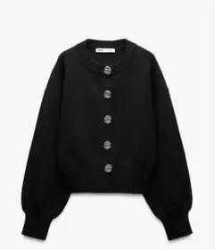 ブラック カーディガン 花形ボタン付き ZARA ザラ