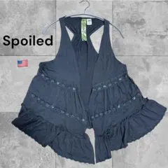 00s Y2K Spoiled ジレ ベスト スパンコール グレー フリル 平成