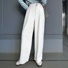 GU ライトデニムワイドパンツ ホワイト 白 レディース S