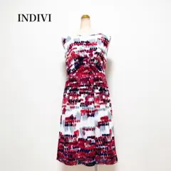 INDIVI インディヴィ 膝丈ワンピース 36 上品 美シルエット 春夏のサムネイル