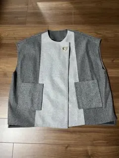 【美品】ポンチョコート　ケープ　グレー　フリーサイズ