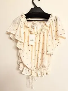 ファンシーモチーフドット刺繍ブラウス オフホワイト