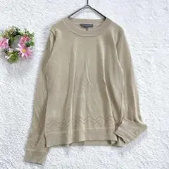 美品★ 【ローラアシュレイ】 ラメ入り ニットトップス (S) 薄手 透かし編みのサムネイル