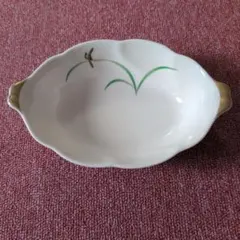 【香蘭社】リンドフィールド グリーン金蘭 オーバルボウル プチバスケット 有田焼