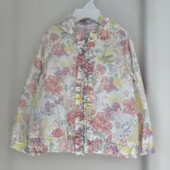 メゾピアノ　mezzo piano 花柄ジャケット フリル付き　100 美品