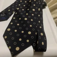 GUCCI ドット柄 ネクタイ ネイビー/ベージュ