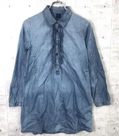 アメカジ インド製 古着 Gap Kids フリル デニム シャツワンピース