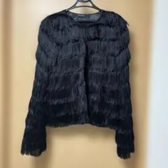 ZARA BASIC フリンジジャケット ブラック