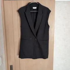 PLST ブラック ノースリーブジャケット M