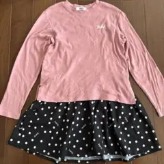 エックスガール 長袖　ドット　ワンピース 130cm