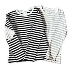 agnis b. アニエスベー ボーダーTシャツセット　黒×白　グレー×白