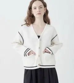 トゥモローランド　マカフィー　ハーフミラノVネックカーディガン　ホワイト　S