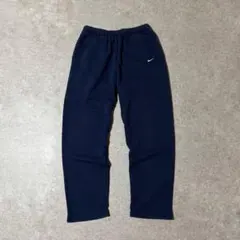 00s NIKE ナイキ スウェットパンツ 太畝 ネイビー 刺繍ロゴ Lサイズ