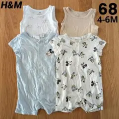 H&Mエイチアンドエム ベビー半袖カバーオール＆ノースリーブロンパース肌着68