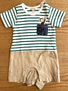 【美品】petit main おさるのジョージロンパース 80