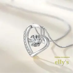 【匿名配送】ハートネックレス（シルバー） ダンシングストーン CZダイヤ