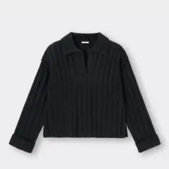 GU ワイドリブスキッパーセーター ブラック　M