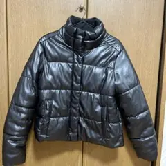 冬服★GAP ブラック レザーダウンジャケット XS