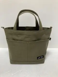 ハンドメイド前後ポケット付き帆布トートバッグ