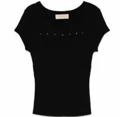 andmary Mary logo silk tops black - メルカリ