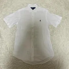 人気　ラルフローレン　半袖シャツ　リネン　カスタムフィット　ボタンダウン　M