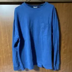 GU 青い長袖カットソー ポケット付き