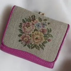 プチポアン 久家道子 薔薇刺繍 がま口ポーチ 箱付き デッドストック 