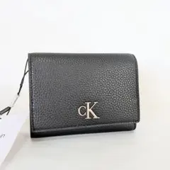 Calvin Klein 折財布 ブラック シンプル CKロゴ メタル