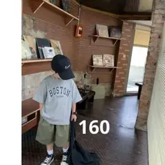 Tシャツ　キッズ　子供服　男の子　女の子　半袖　グレー　プリント　160