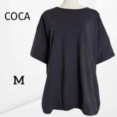 【コカ】 半袖 Tシャツ シンプル 綿100% 無地 ブラック レディス M