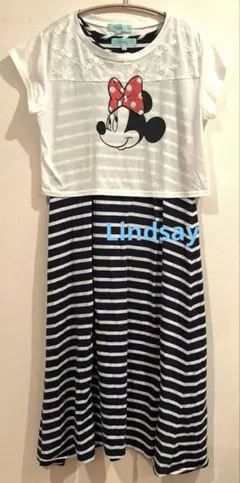 Lindsay Disney ワンピース　サイズL（160）　ネイビー×白のサムネイル