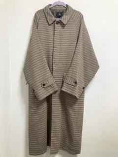 HARE ハレ ステンカラーコート ロングコートチェック ブラウン Sサイズ